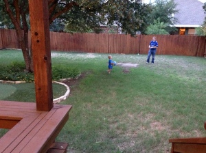 One of the best parts of the house is Baby Boy now has a yard to play in!  (Except for that whole tarantula part.)